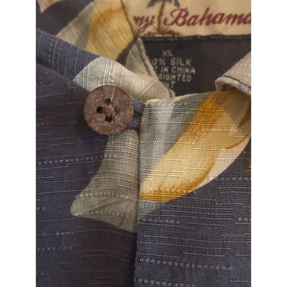 VTG Tommy Bahama Shirt SS Hawaiian Floral Yellow Green Black 100% Silk Men XL - Picture 4 of 13